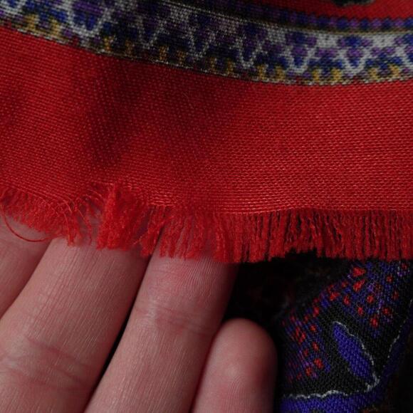 Specialty House Italy Made Scarf Red Black Green Paisley Psychedelic Retro Boho - Picture 4 of 4